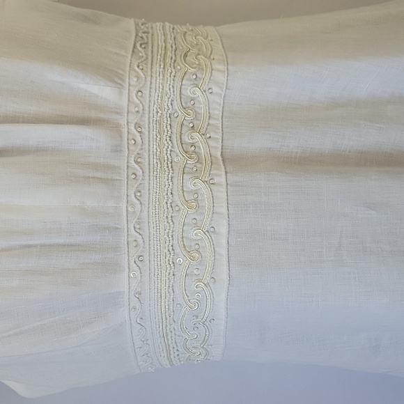 Ann Taylor Split Jewel Neck A-Line Dress White Linen Size 4 - Picture 6 of 16